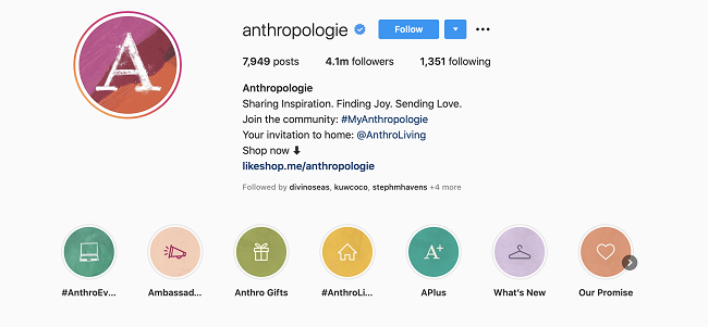 Anthropologie Uses Shoppable Posts