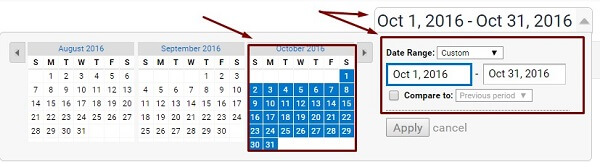 Date Range in Google Analytics