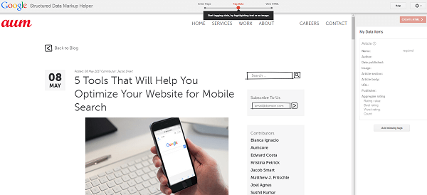 Google Structured Data Markup through HTML