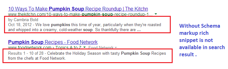 search engine result page without schema